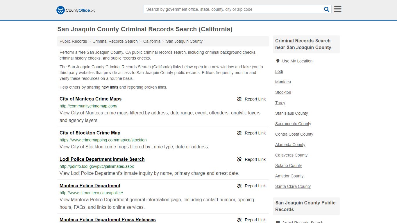 Criminal Records Search - San Joaquin County, CA (Arrests ...